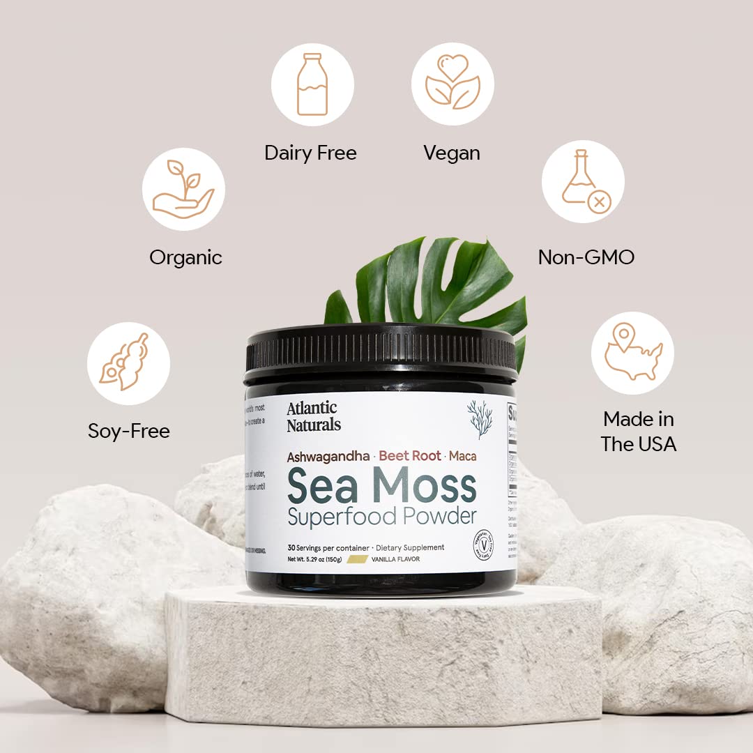 Organic Sea Moss Superfood Powder with Ashwagandha, Beet Root, and Maca Atlantic Naturals Au supplements
