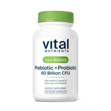 Hyperbiotics Vital Nutrients Prebiotic and Probiotic for Women and Men | 60 Billion CFU | Pre and Probiotics Supports Digestive Health, Constipation,