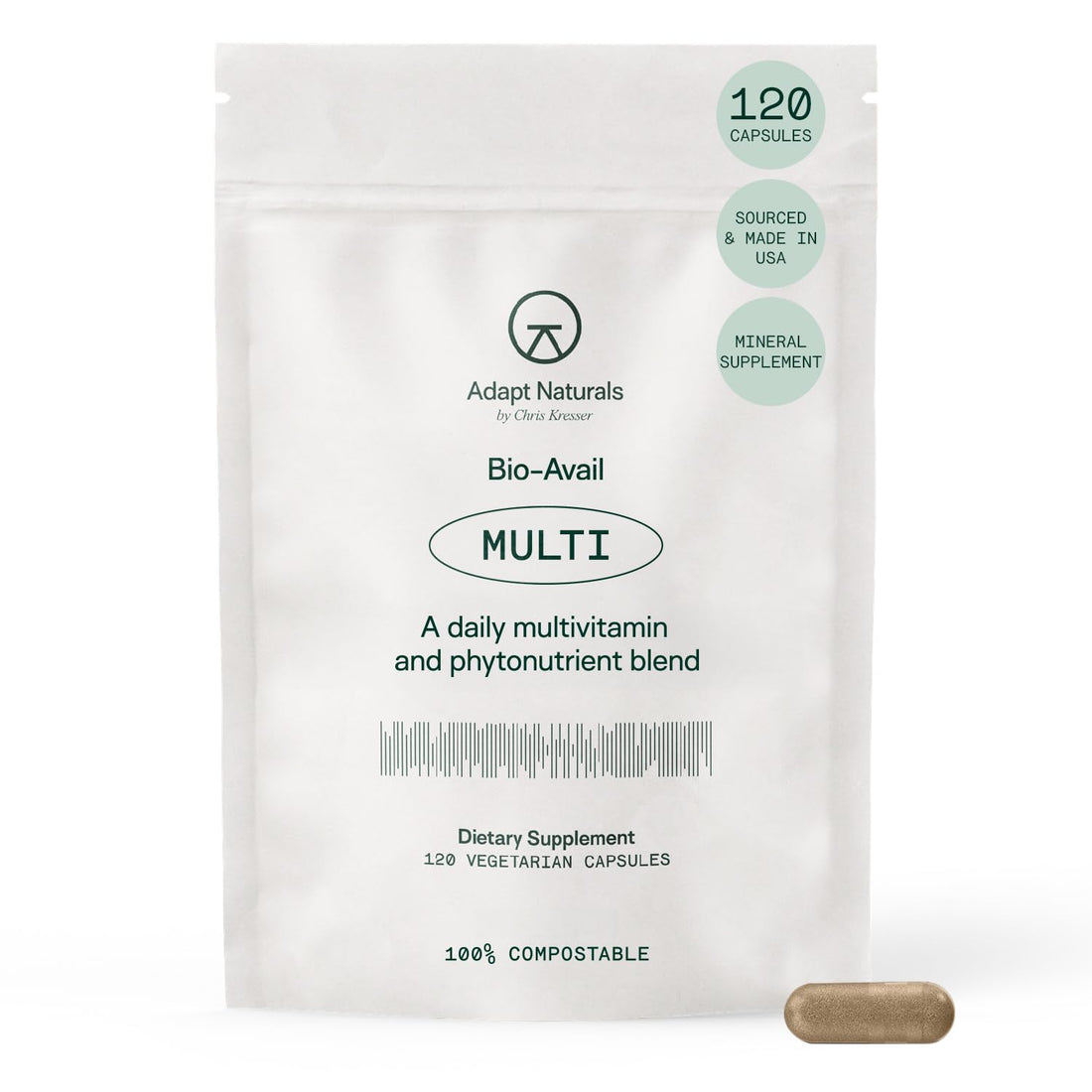 Adapt Naturals Multivitamin for Women & Men, Bioavailable Easy-to-Absorb Multivitamin Daily Supplement with Biotin, Niacin, Vitamin A, B, C, D, E, K1, Zinc, Magnesium - Immune Support - 30 Day Supply ADAPT NATURALS BY CHRIS KRESSER Au supplements