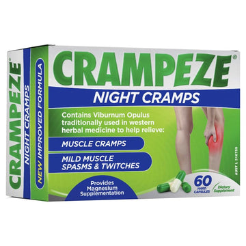 Crampeze Night Cramps Natural Relief of Muscle Cramps, Spasms & Tired Legs 60 Capsules Crampeze Au supplements