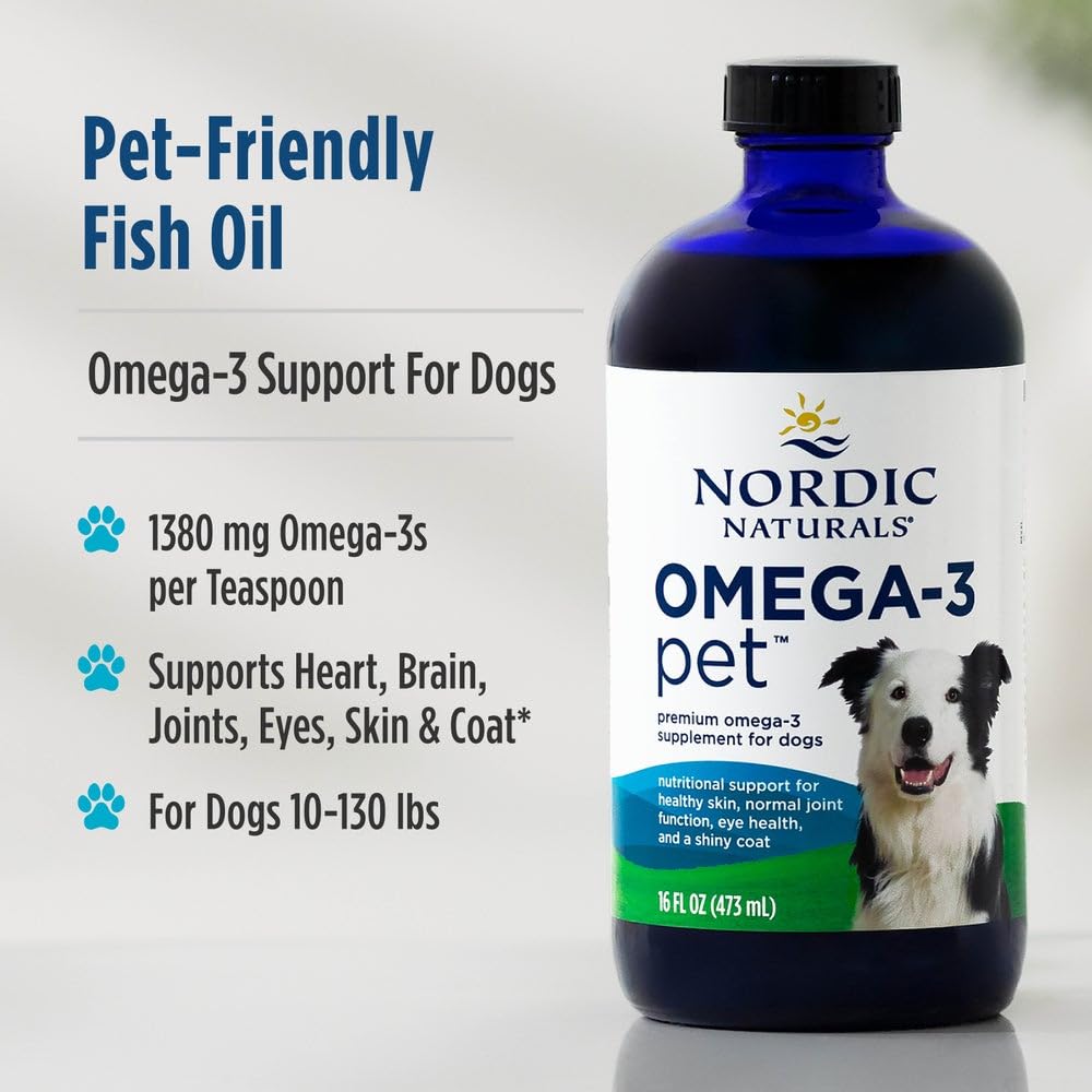 Nordic Naturals Omega-3 Pet, Unflavored - 16 oz - 1380 mg Omega-3 Per Teaspoon - Fish Oil for Large to Very Large Dogs with EPA & DHA - Promotes Heart, Skin, Coat, & Immune Health Nordic Naturals Au supplements