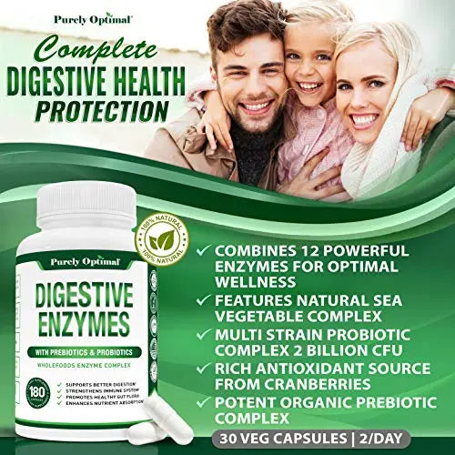 Purely Optimal Premium Digestive Enzymes Plus Prebiotics & Probiotics - for Better Digestio Purely Optimal Au supplements