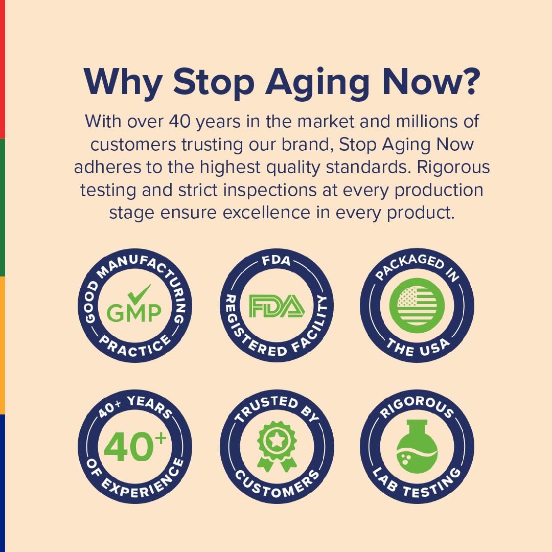 Stop Aging Now - Brain Supplement Complex - with Ginkgo Biloba, Lion's Mane, Bacopa, and DMAE - 60 Vegetarian Capsules - Advanced Blend Stop Aging Now Au supplements