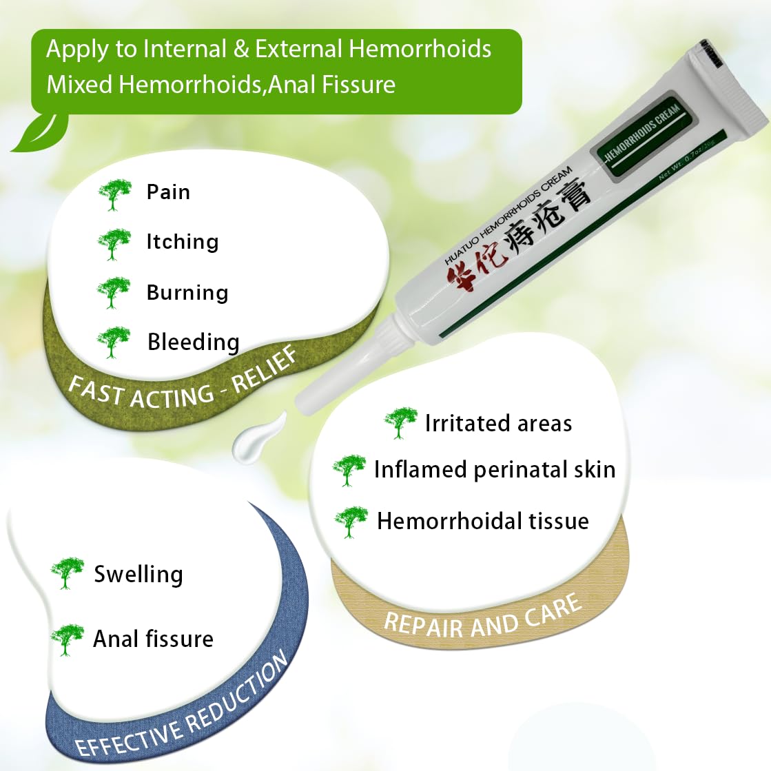 BONIORRI Hemorrhoid & Fissure Relief Ointment 20g Tube– Maximum Strength Hemorrhoid Cream, Herbs Fast Acting Ingredients. (0.7 oz Total) BONIORRI Au supplements