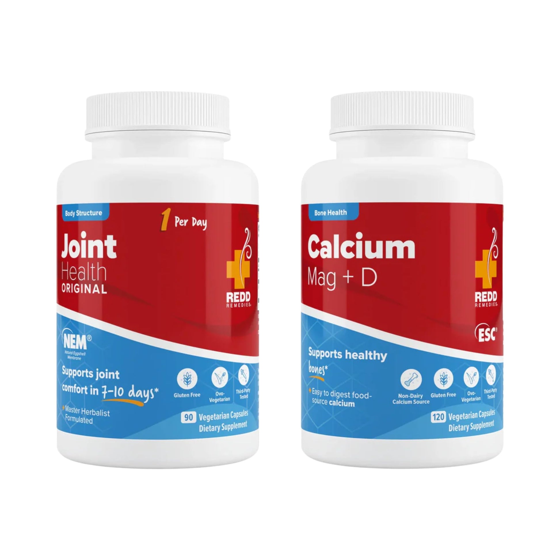 Redd Remedies Joint Health Original, 90 Capsules, and Calcium Mag + D, 120 Capsules Redd Remedies Au supplements