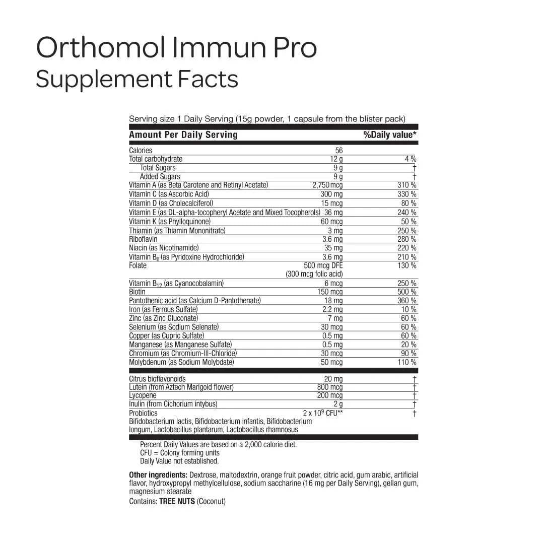 Orthomol Immun Pro, Immune Support & Gut Health Powder & Capsules for Adults with Probiotics, Prebiotics, Fiber, Vitamin C, Zinc, Selenium, Iodine, Vitamin D, E, A,B, Calcium (30 Day Supply) Orthomol Au supplements