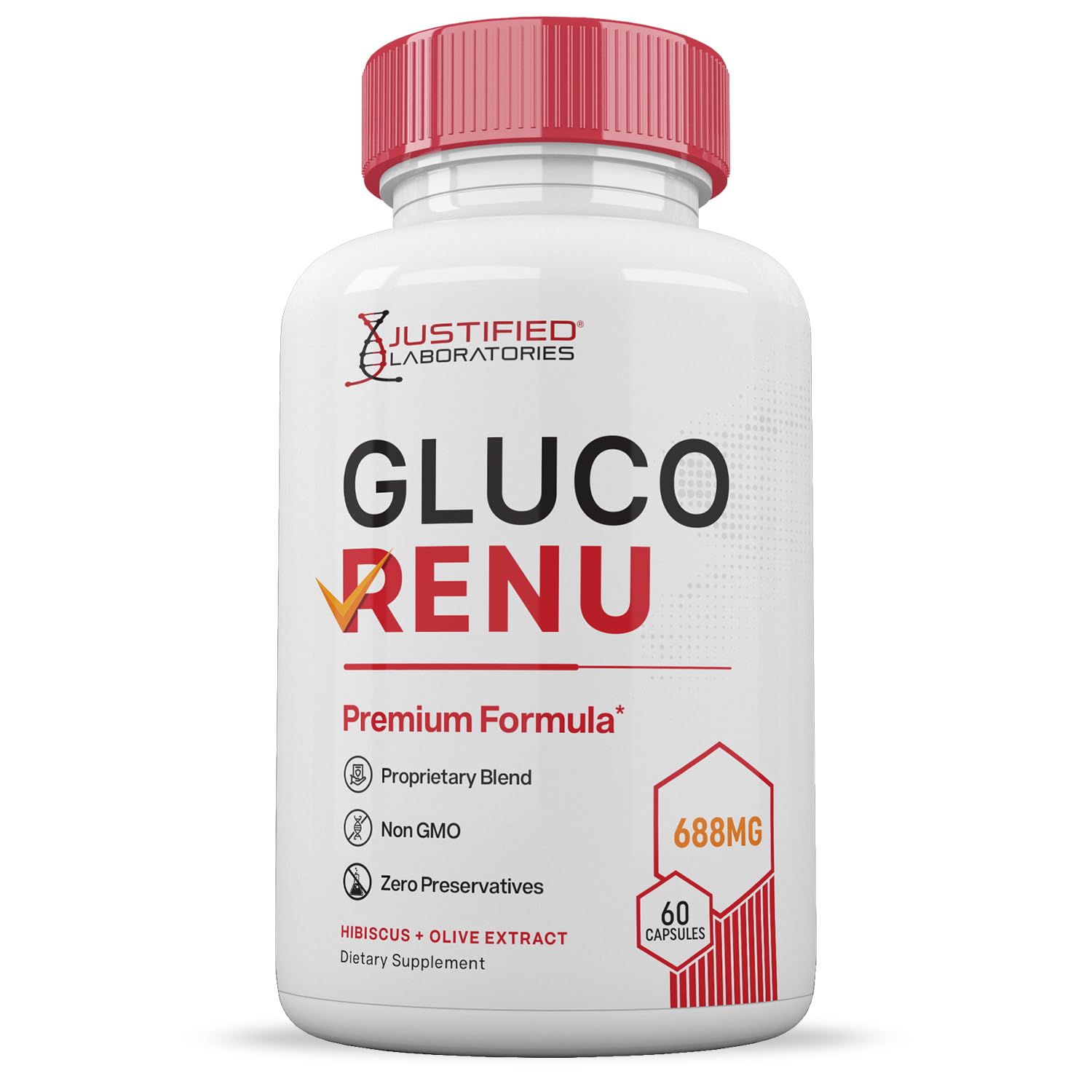 Gluco Renu 688MG Glyco Support Pills Premium Formula Gluo Renew Glycogen Support Formulated Hawthrone Hibiscus Garlic Junpier Powder Olive Forskolin Green Tea Extract 60 Capsules Justified Laboratories Au supplements