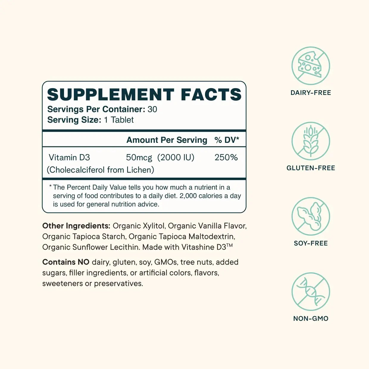 Ora Organic Vitamin D3 2000IU - Vegan Vitamin D Chewables from Lichen for Bone Health, Immune Support, & Mood | Maximum Absorption - 1 Month Supply, 30 Vegan Chewable Vanilla Tablets Ora Organic Au supplements