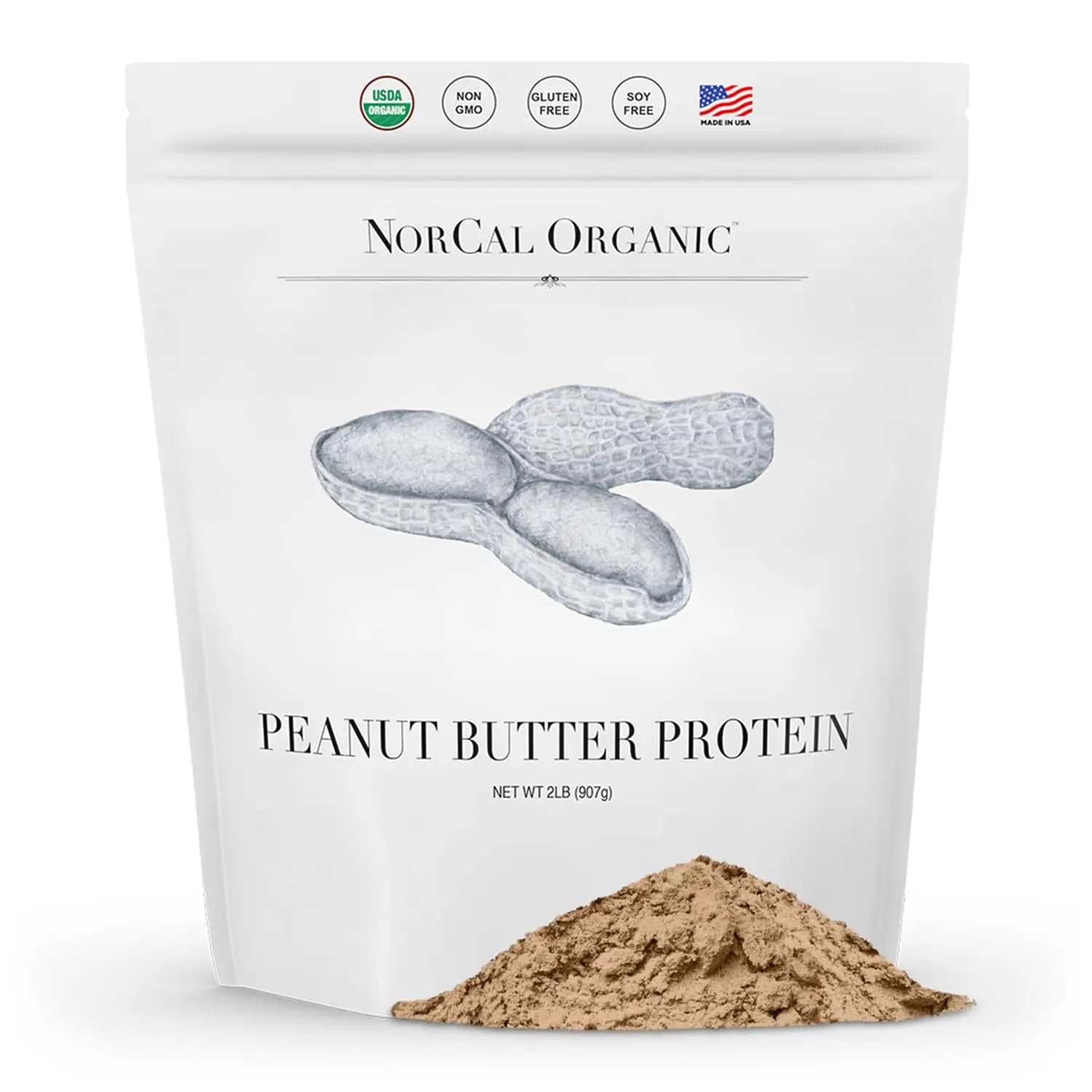 Norcal Organic Peanut Butter Protein Powder - 2lb | Vegan, Low-Cal, 11g Protein NorCal Organic Au supplements
