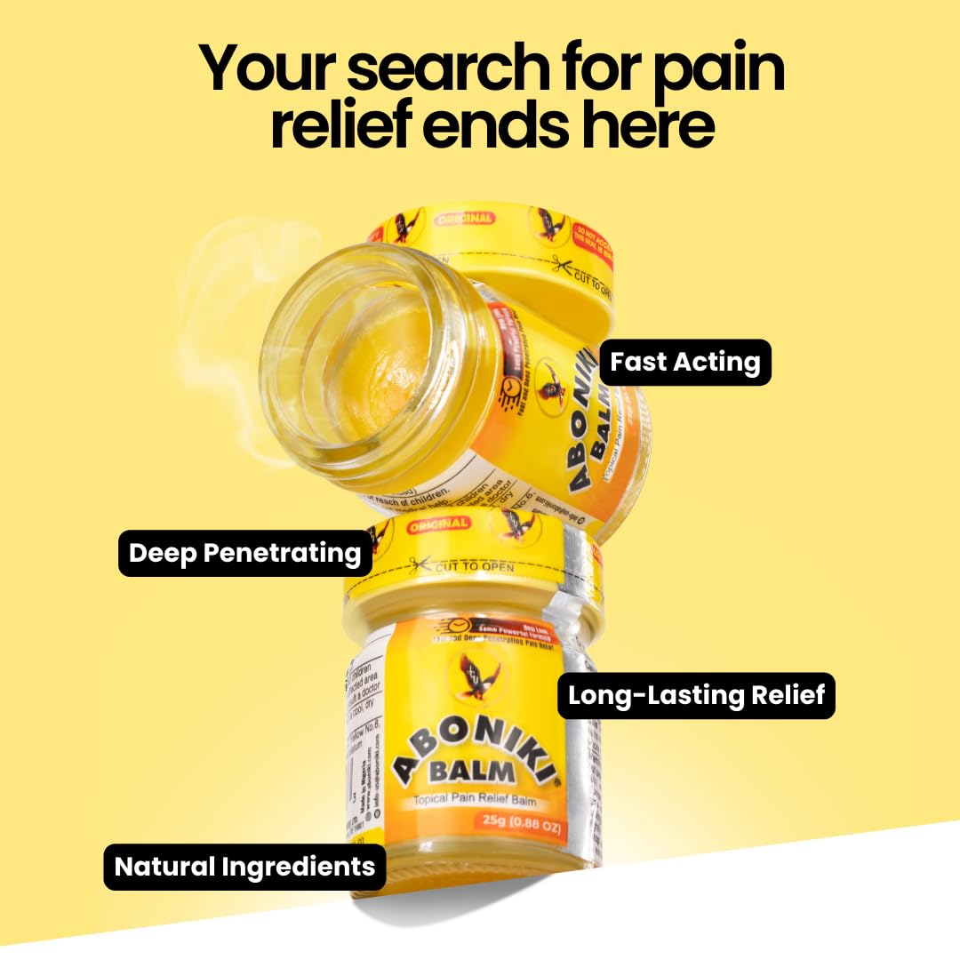 Aboniki Powerful Topical Pain Relief Balm with Natural Ingredients | Fast-Acting Soothing Relief for Joints & Muscle Pain, Soreness, Cramps | Long Lasting Full Body Rub (12 Plastic Jars) Aboniki Au supplements