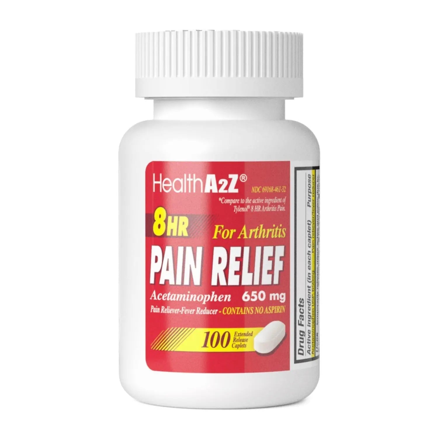 HealthA2Z® Pain Relief Extended Release | Acetaminophen 650mg | 8 Hours | Arthiritis Pain | Pain Reliever - Fever Reducer | Contains no Aspirin (100 Count) HealthA2Z Au supplements