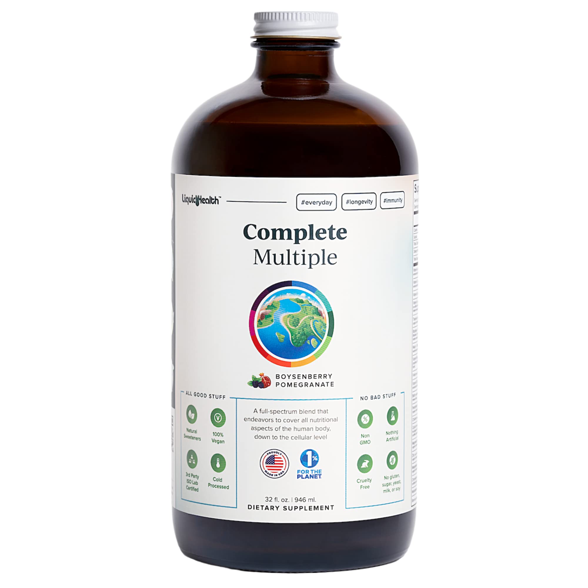 LIQUIDHEALTH Complete Multiple Adult Liquid Multivitamin - Essential Vitamins, Minerals & Nutrients, Immune Support, Gut Health, Energy, Detox - Made in USA, Vegan, Non-GMO, Sugar-Free (32 oz) LIQUIDHEALTH Au supplements