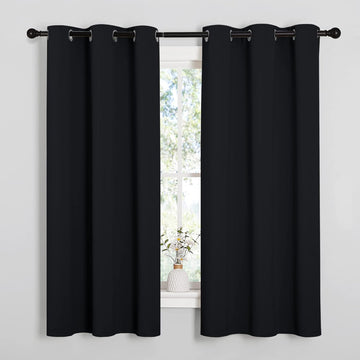 NICETOWN Pitch Black Solid Thermal Insulated Grommet Blackout Curtains/Drapes for Bedroom Window