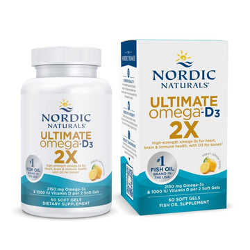 Nordic Naturals Ultimate Omega 2X with Vitamin D3, Lemon Flavor - 60 Soft Gels - 2150 mg Omega-3 + 1000 IU D3 - EPA & DHA - Brain, Heart, & Immune Health - 30 Servings Nordic Naturals Au supplements