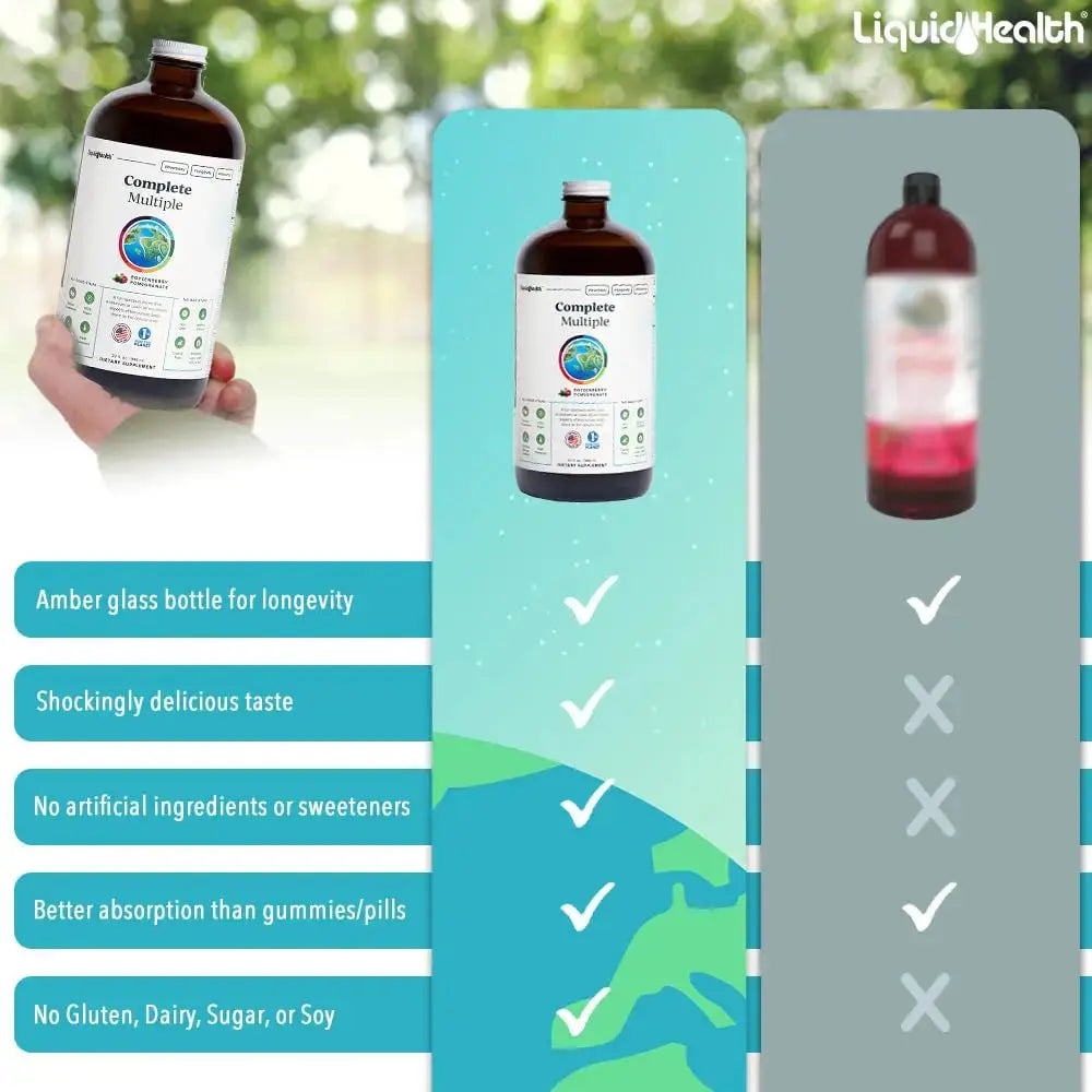 LIQUIDHEALTH Complete Multiple Adult Liquid Multivitamin - Essential Vitamins, Minerals & Nutrients, Immune Support, Gut Health, Energy, Detox LIQUIDHEALTH Au supplements