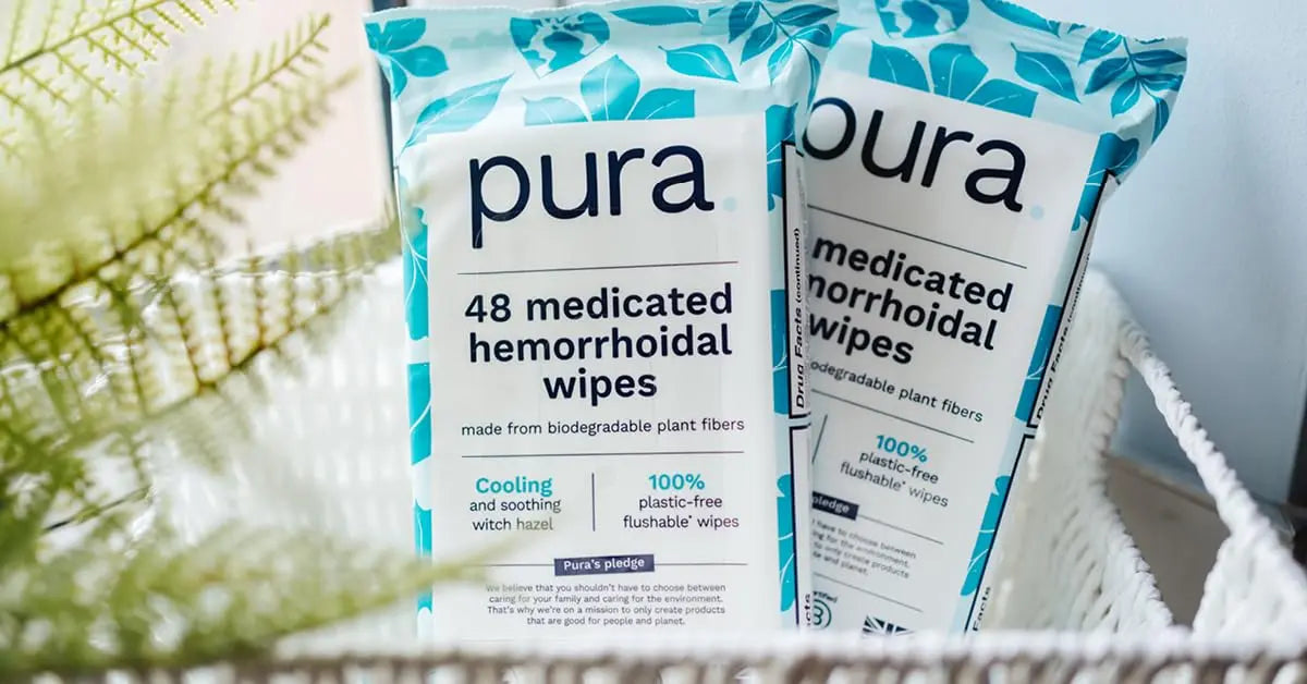 Pura Flushable Hemorrhoid Wipes XL, 48 Count, Medicated with Cooling Witch Hazel, Aloe & Coconut Oil, Fast Relief, Fragrance-Free, 100% Plastic-Free Pura Au supplements