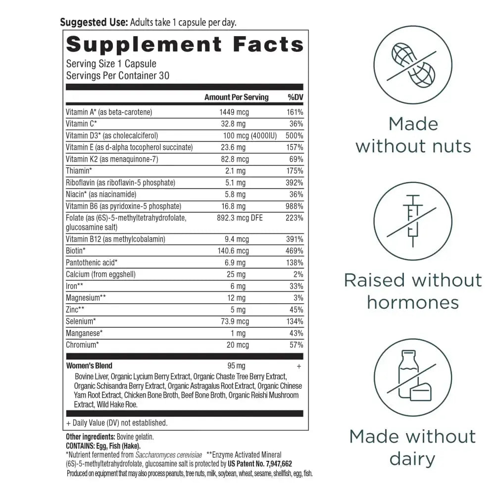 Ancient Nutrition Multivitamin for Women, Women's Once Daily Supplement, Methlyated Vitamin B, C, K2, Magnesium, Folate & Iron, Supports Bone Health, 30 Count Ancient Nutrition Au supplements