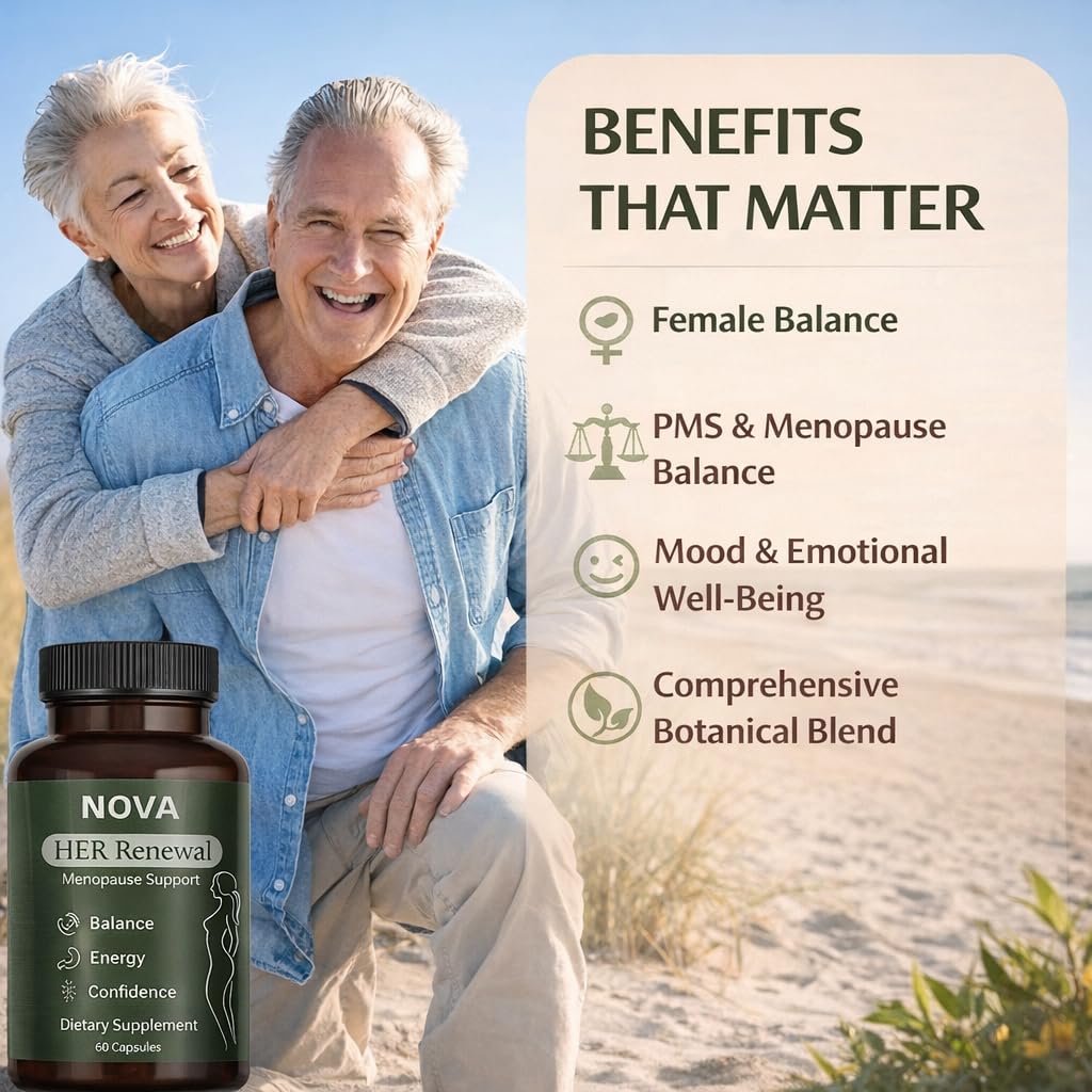 DFTLUUE NOVA Menopause Relief Support for Her - Probiotic Estrogen Balance Formula with Curcuminoids & Botanical Extracts – Supports Hormonal Balance, Comfort & Daily Well-Being – 60 Capsules (1) DFTLUUE Au supplements
