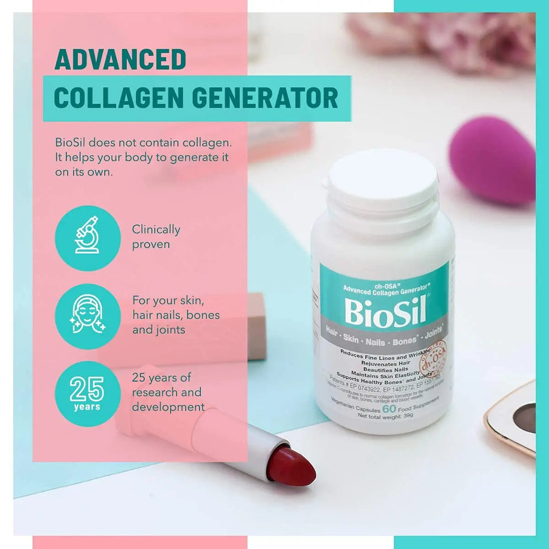 Advanced Collagen Generator with Vitamin C, BIOSIL Supplement for Women - Supports Healthy Hair BioSil Au supplements