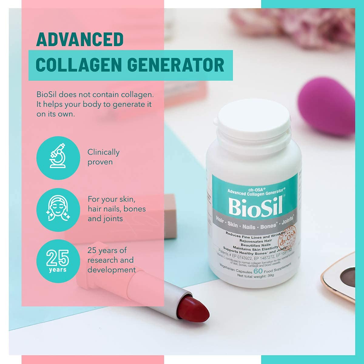 Advanced Collagen Generator with Vitamin C, BIOSIL Supplement for Women - Supports Healthy Hair BioSil Au supplements