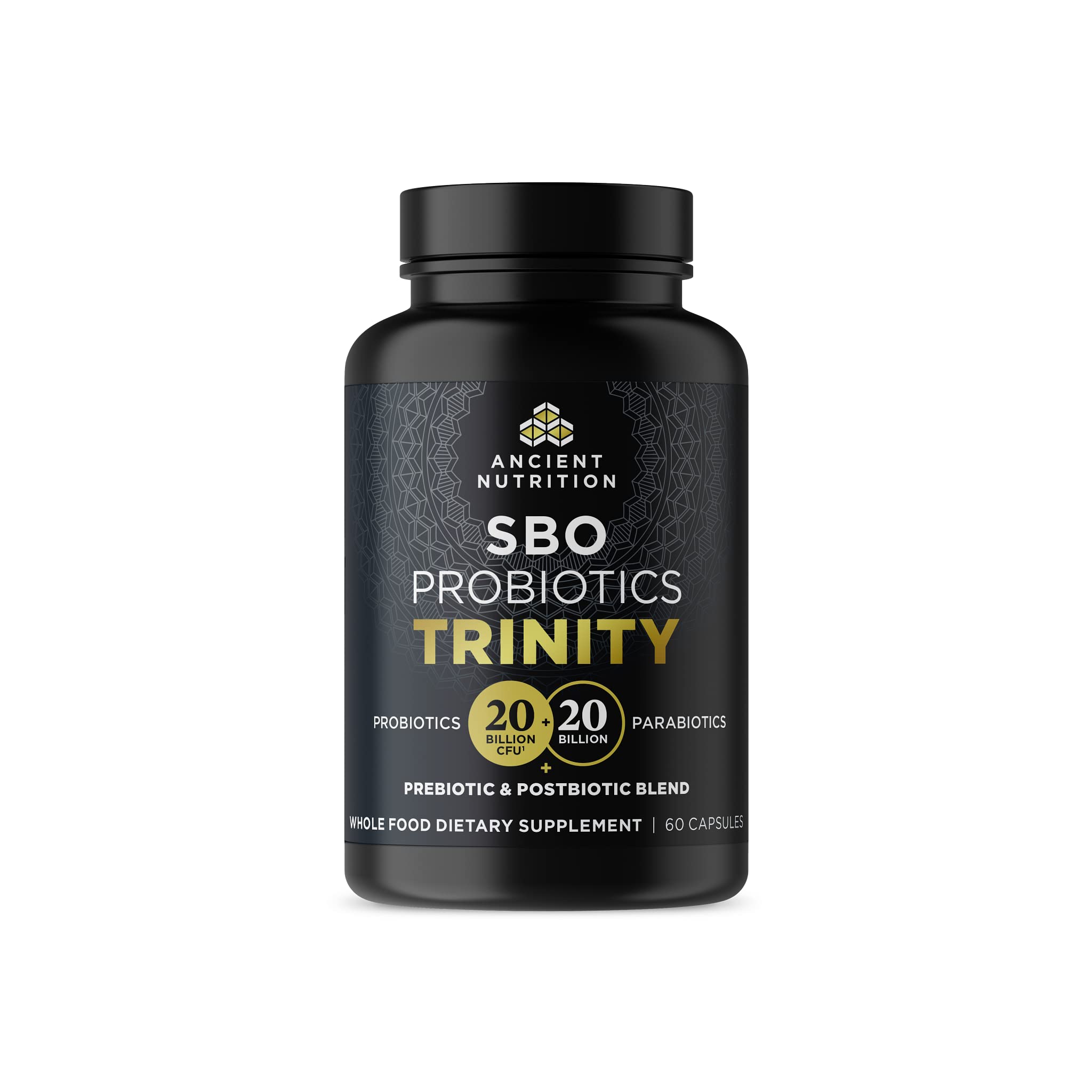 Ancient Nutrition SBO Probiotic Trinity Daily Care, Probiotics for Digestive Health, 40 Billion Blend of Prebiotics, Probiotics, Postbiotics, and Parabiotics Reduces Occasional Bloating, 60 Count Ancient Nutrition Au supplements