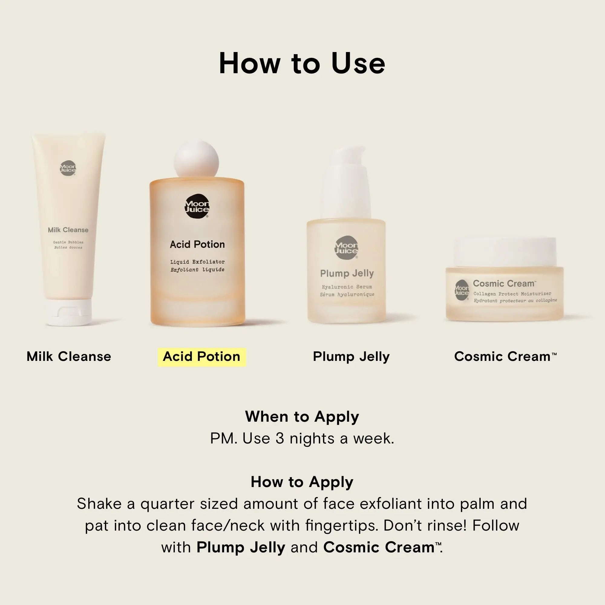 Moon Juice Acid Potion Liquid Face Exfoliator - 25% AHA BHA Exfoliant with Reishi + Niacinamide - Helps Resurface Skin, Unclog Pores, & Stimulate Collagen - Hydrates & Soothes Skin (3.3 Fl oz) Moon Juice Au supplements