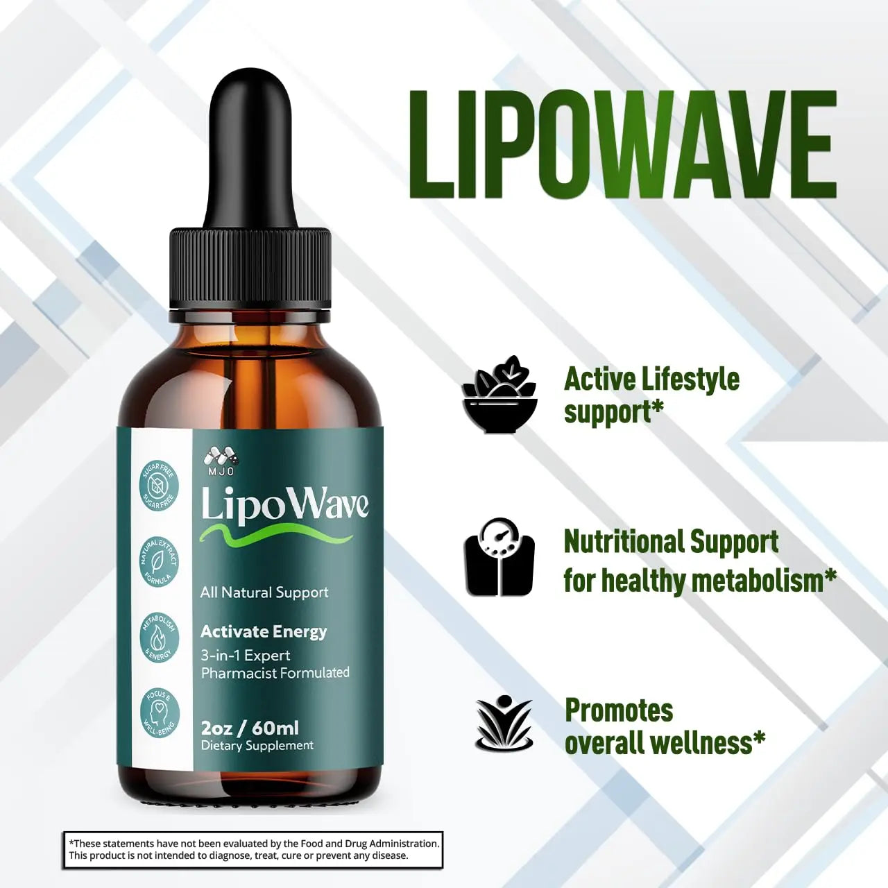 (2 Pack) Lipowave Drops, Official LipoWave Drops with All Natural Ingredients, Advanced Overall Health and Wellness Vitamin Supplement Formula for Maximum Strength Multivitamin Support (60 Servings) MJO Au supplements