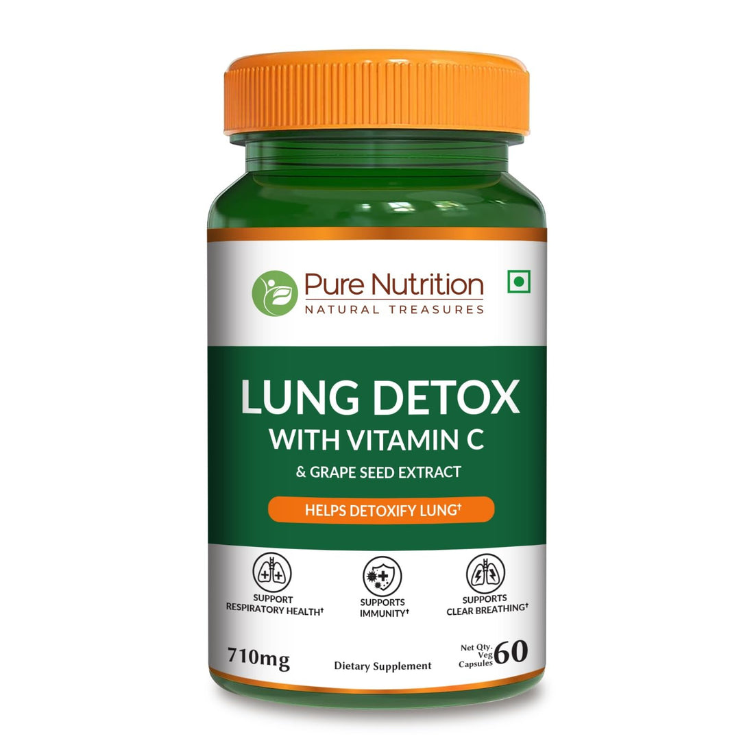Pure Nutrition Lung Health Supplement | 60 Caps | Herbal Lung Support Formula with Quercetin, Vitamin C, Nettle, Vasaka Leaf, Lotus, Licorice & Ginger. PURE NUTRITION NATURAL TREASURES Au supplements