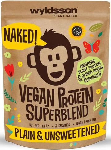 Naked Organic Vegan Protein Powder Blend (1kg - 57 Servings) Unsweetened Wyldsson Au supplements