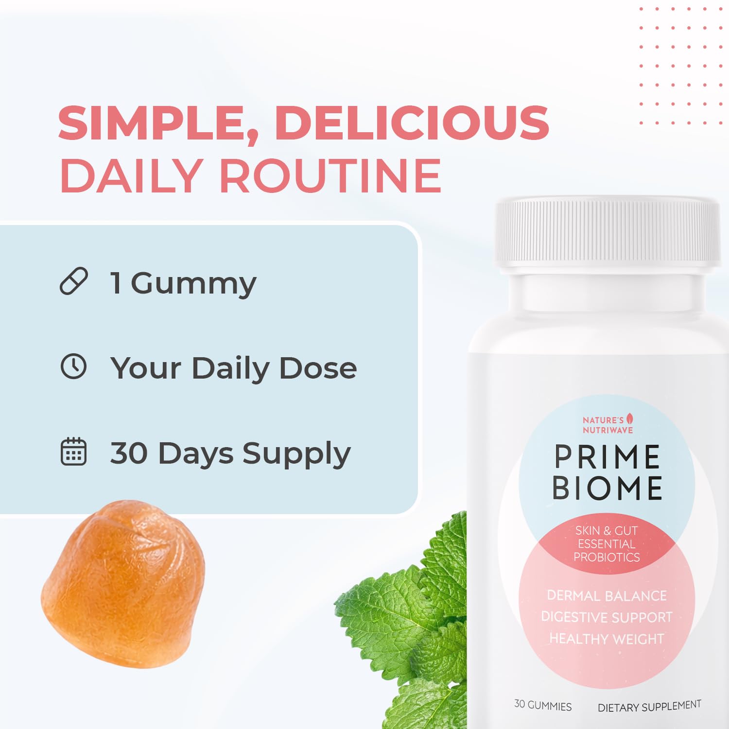 Nature’s NutriWave PrimeBiome Probiotic Gummies – Plant-Based Blend with Inulin, Lion’s Mane, Ginger & More– Non-GMO, No Stimulants, GMP Certified – 30 Gummies, 3 Month Supply Nature’s NutriWave Au supplements