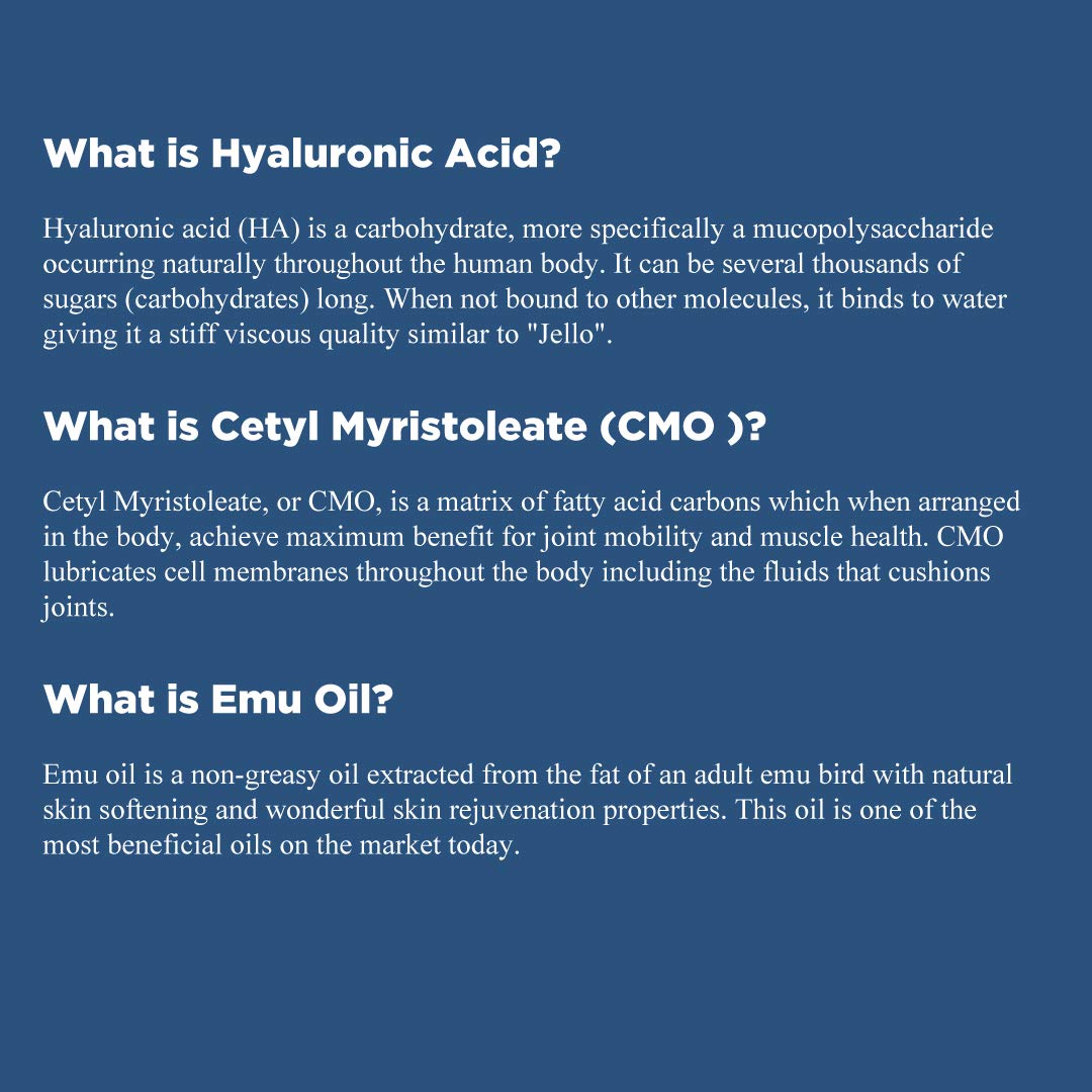 HylaRub HA Joint & Muscle Cream – Hyaluronic Acid Muscle Rub w/Emu Oil & CMO – Non Greasy, Soothes, Moisturizes & Maintains Shoulders, Knees, Back, HIPS & More 6 oz. by Hyalogic Hyalogic Au supplements