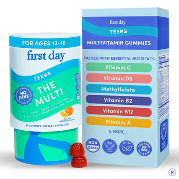 FIRST DAY Vitamins for Teens - Teen Multi Vitamins for Girls & Boys 12-17, Organic Fruit & Veggie Blend - 12 Key Nutrients: Vitamins A FIRST DAY Au supplements