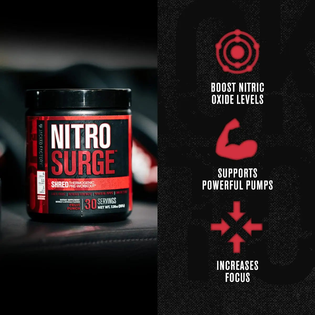 Jacked Factory Nitrosurge Pre-Workout in Sour Peach Rings & Fruit Punch Nitrosurge Shred Jacked Factory Au supplements