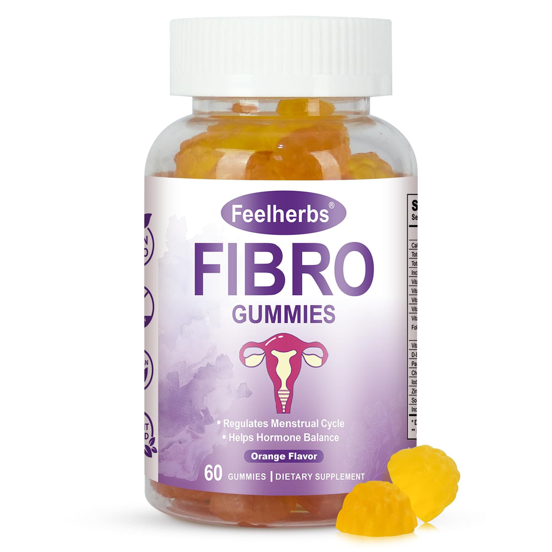 Fibro Gummies for Women Ovarian, Multivitamin Gummies for Hormone Balance, Ovarian Support Inositol Gummy with Vitamin A, E, and Minerals, 60 Count Feelherbs Au supplements