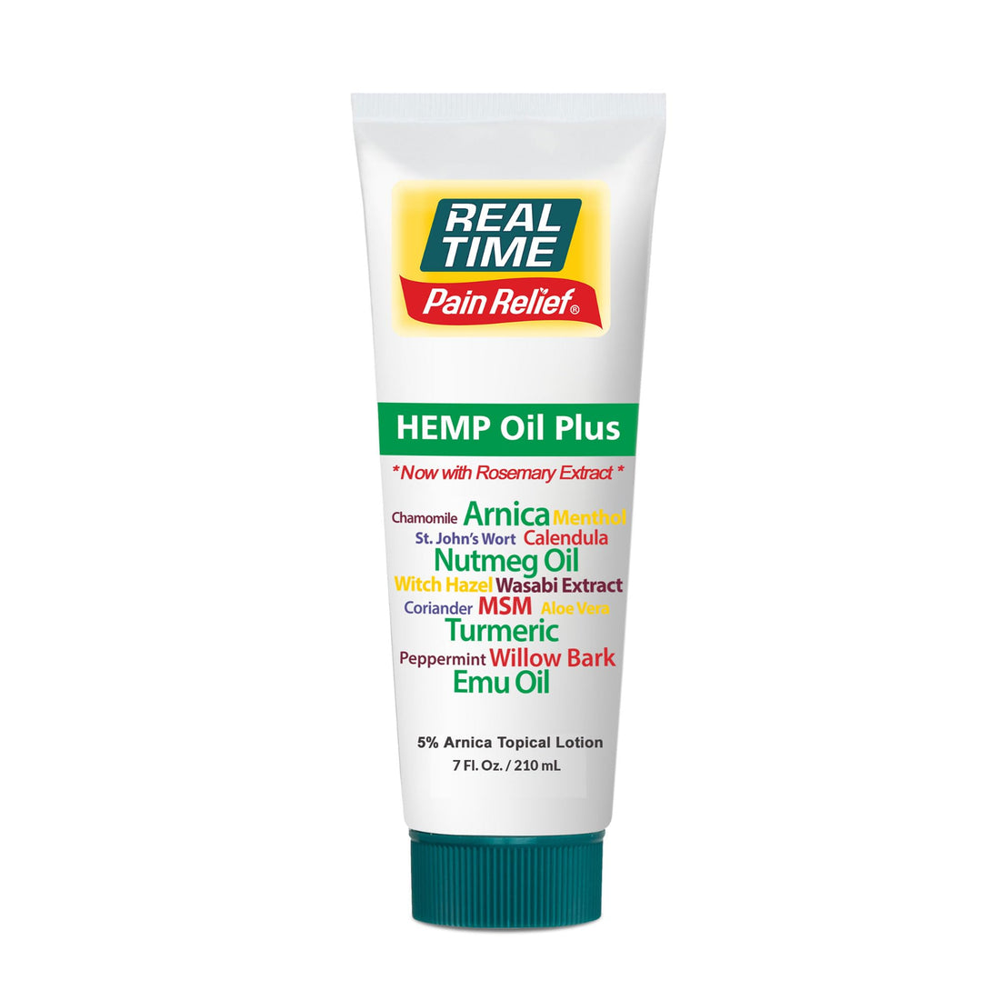 Real Time Pain Relief Hemp Oil Plus 7 oz Tube | 20 Natural Ingredients: 5% Arnica, Turmeric & More | Fast-Absorbing Lotion for Muscles, Hands, Feet, Ankles, Back, Shoulders & Knees Real Time Pain Relief Au supplements