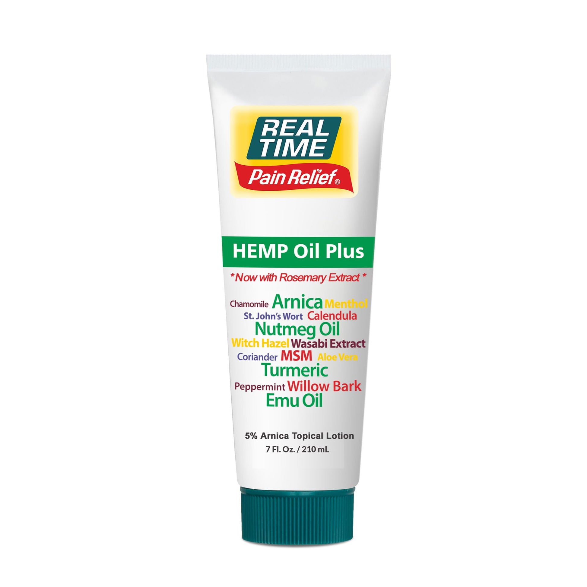 Real Time Pain Relief Hemp Oil Plus 7 oz Tube | 20 Natural Ingredients: 5% Arnica, Turmeric & More | Fast-Absorbing Lotion for Muscles, Hands, Feet, Ankles, Back, Shoulders & Knees Real Time Pain Relief Au supplements