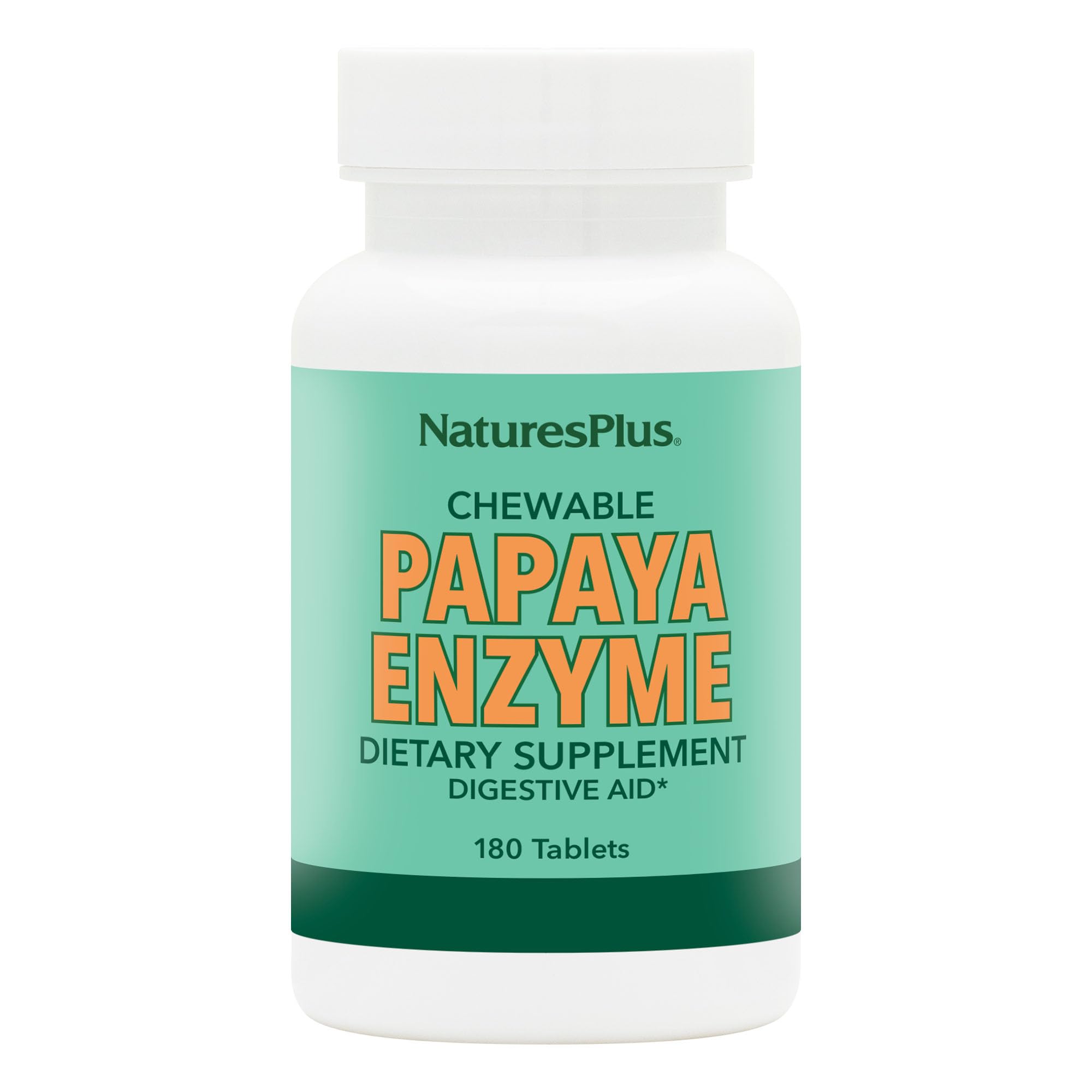 NaturesPlus Papaya Enzyme - 180 Chewable Tablets - Digestive Aid Supplement with Amylase & Protease - Helps Reduce Gas, Bloating, Stomach Upset & Discomfort - Vegan, Gluten Free - 180 Servings NaturesPlus Au supplements