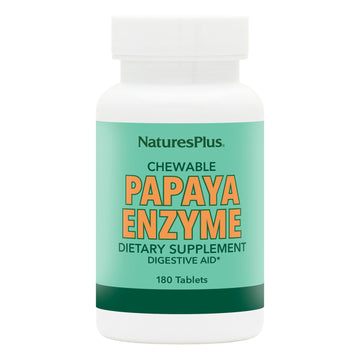 NaturesPlus Papaya Enzyme - 180 Chewable Tablets - Digestive Aid Supplement with Amylase & Protease - Helps Reduce Gas, Bloating, Stomach Upset & Discomfort - Vegan, Gluten Free - 180 Servings NaturesPlus Au supplements