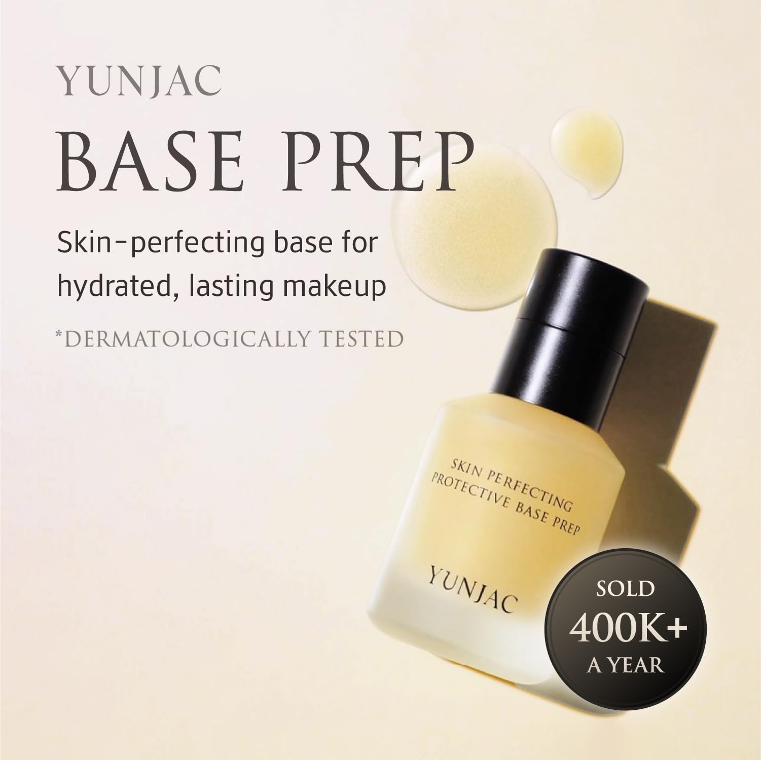 YUNJAC Base Prep Korean Primer (1.35 fl oz) – Silicone-Free Grip Makeup Base, Serum Texture for Radiant Skin, Long-Lasting Glow with Rice Ferment, Ceramide, Niacinamide, Squalane YUNJAC Au supplements