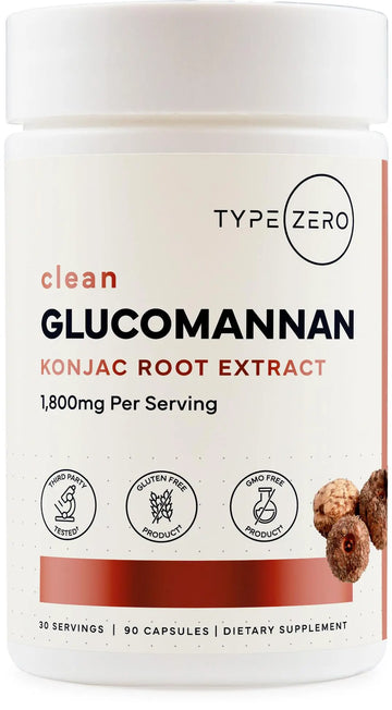 Type Zero Clean Glucomannan Konjac Root Extract (90 Capsules)(1,800 MG Per Serving) - 30 Servings, Non-GMO, Gluten Free Type Zero Au supplements