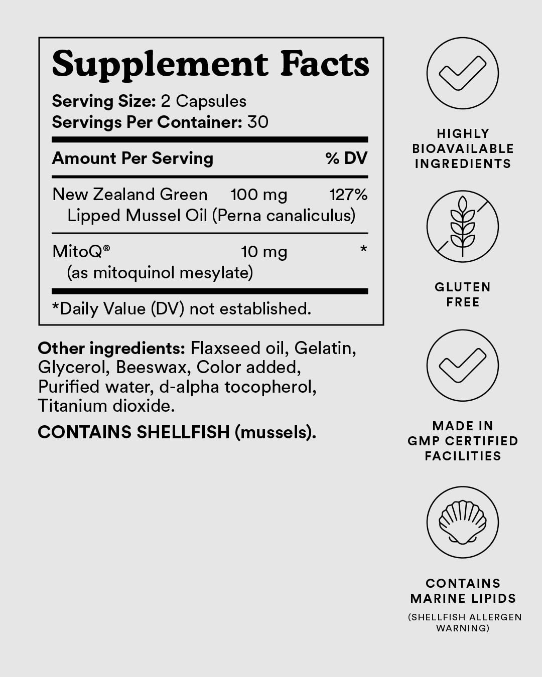 MitoQ +Joint Advanced CoQ10 Antioxidant Supplement - Contains Mitoquinol Mesylate & Green Lipped Mussel Omega Oil Extract - Supports Healthy Joint, Mobility and Cell Vitality (60 Softgel Capsules) MitoQ Au supplements