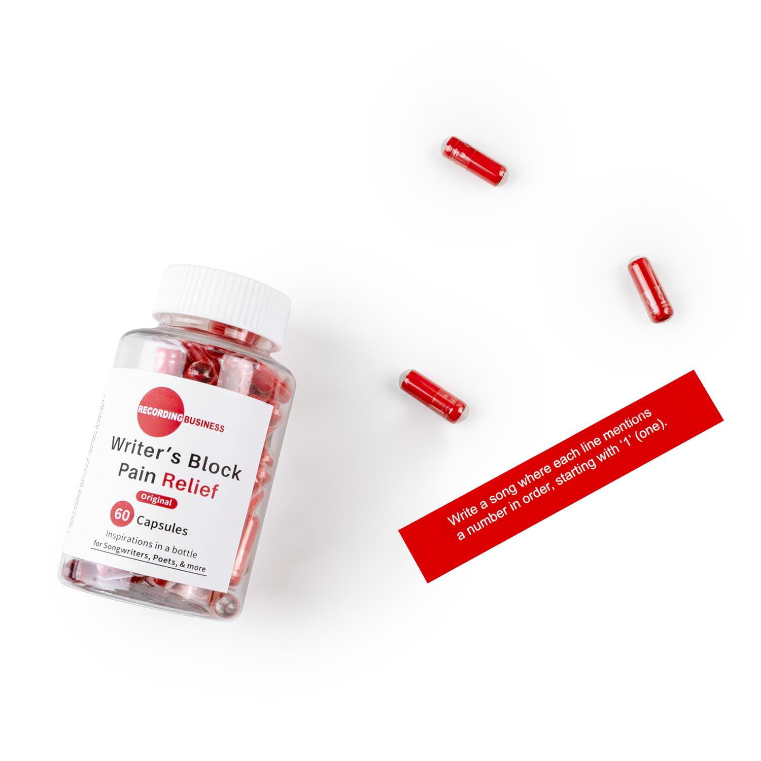 Recording Business Writer's Block Pain Relief (60 Original Songwriting Prompts in Capsules) for Artists/Musicians, Songwriters, & Poets Recording Business Au supplements