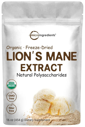 Micro Ingredients Organic Lions Mane Mushroom Supplement Powder 16 Ounce Micro Ingredients Au supplements
