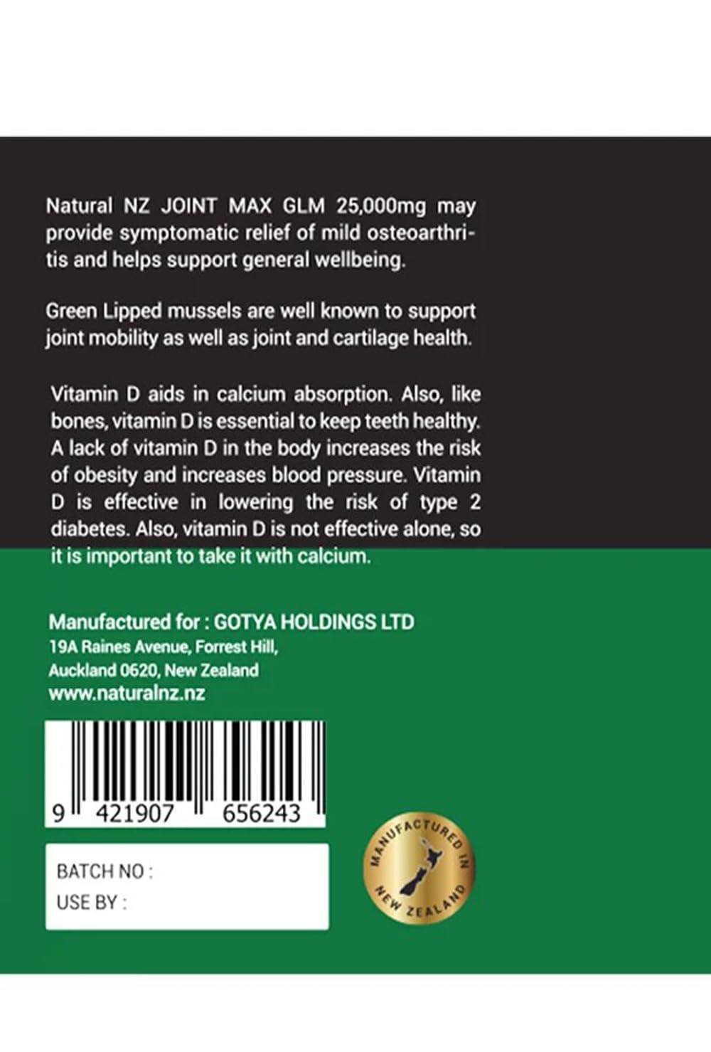 Natural NZ GLM (Green Lipped Mussel) Joint Max 25000 180 Capsuels (1) Natural NZ Au supplements