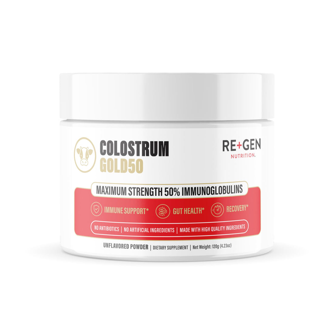 Re+Gen Nutrition Colostrum Gold 50 Bovine Colostrum Powder for Gut Health, Immune Support & Muscle Recovery – 50% IgG Concentration, Grass Fed, Gluten Free, No Artificial Ingredients Re+Gen Nutrition Au supplements