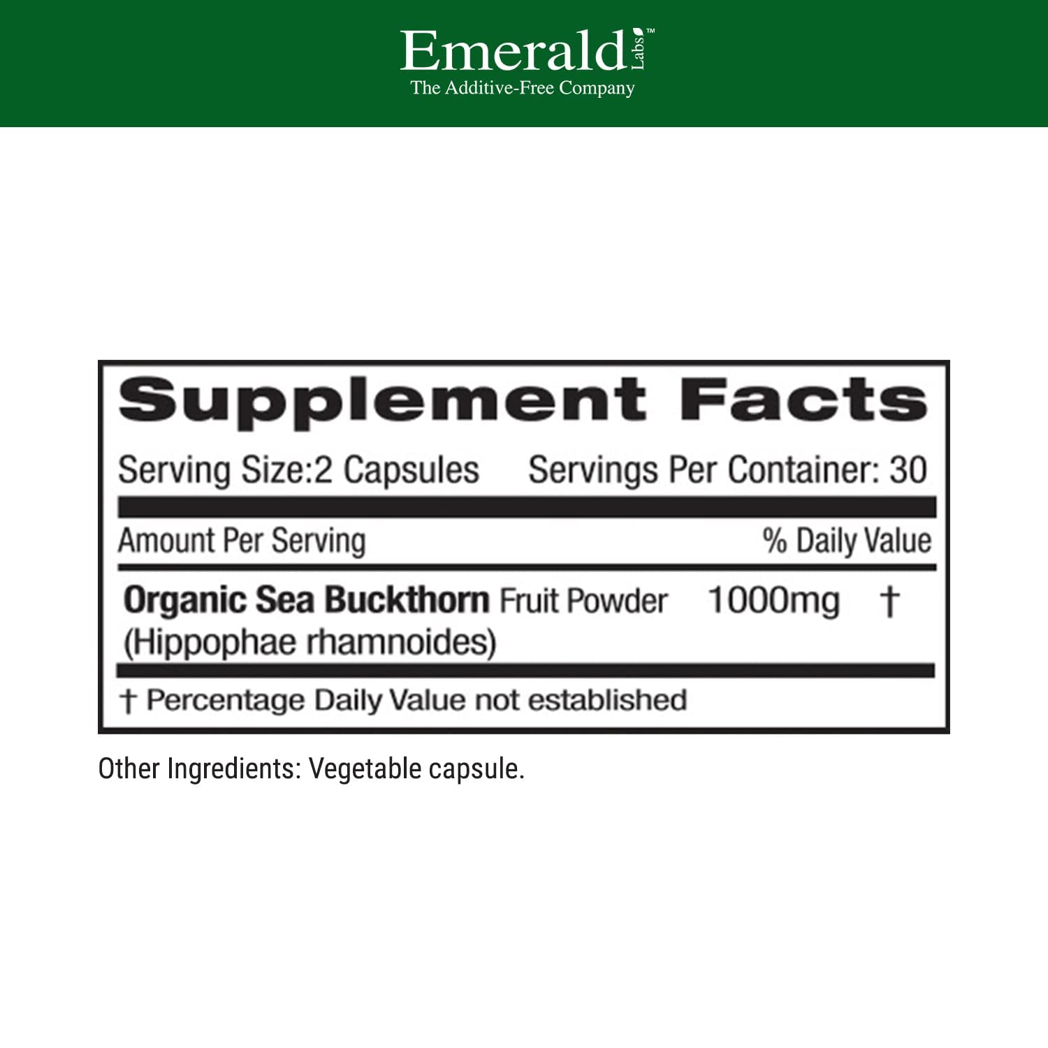 EMERALD LABS Sea Buckthorn - Dietary Supplement with Vitamins C, E & Omega 7 - Supports Adrenal, Energy, Skin & Immune Health - 60 Vegetable Capsules (30-Day Supply) EMERALD LABS Au supplements