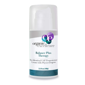 Organic Excellence Balance Plus Therapy - USP Bioidentical Organic Progesterone Cream for Women - with Phytoestrogens - for Menopause Relief and Natural Hormone Balance, 3.3 fl oz (100g) Organic Excellence Au supplements