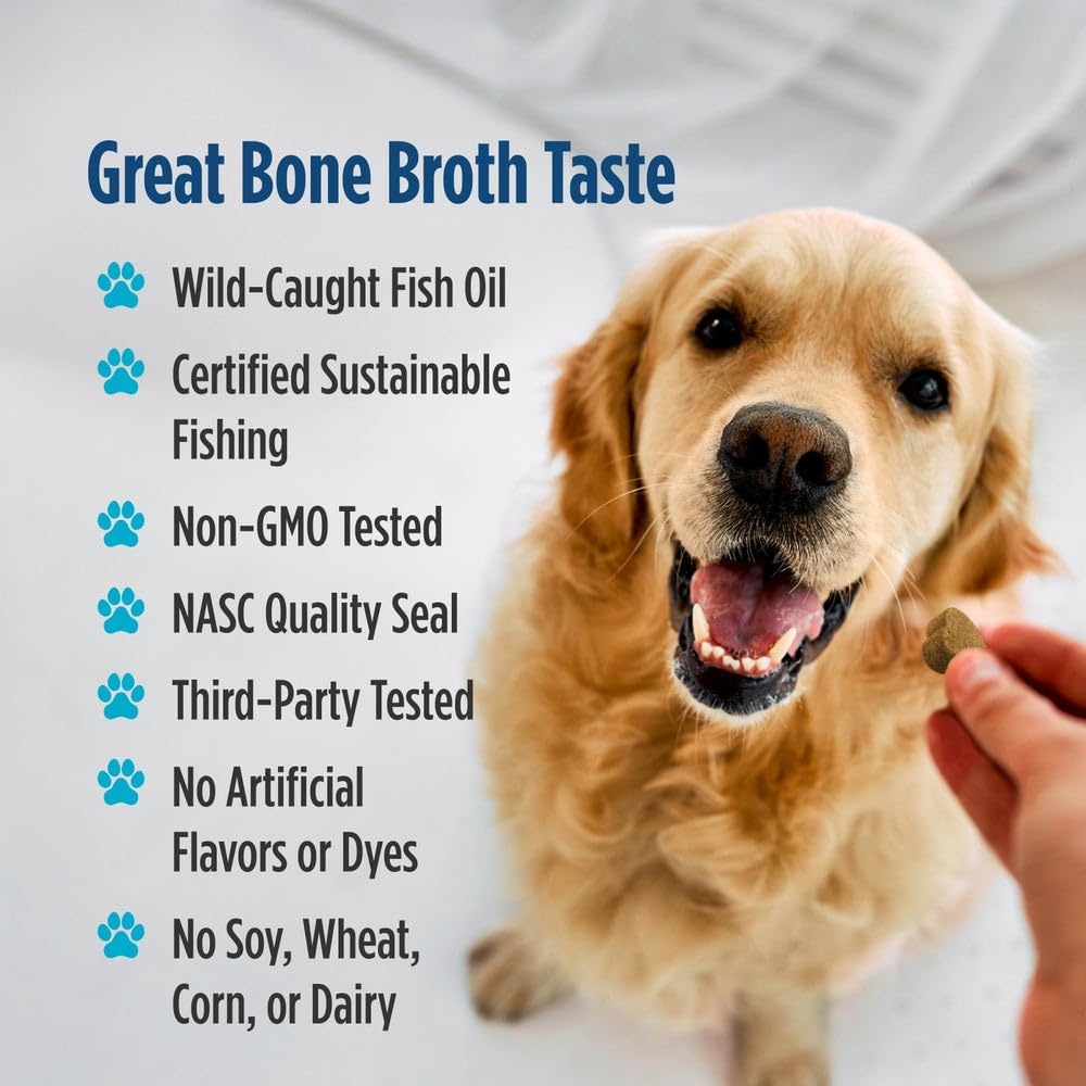 Nordic Naturals Pet Skin & Coat Soft Chews with Omega-3-30 Pork Bone Broth Flavored Soft Chews - Nutritional Support for Healthy Skin & a Soft and Shiny Coat - Non-GMO and IFOS Certified Nordic Naturals Au supplements