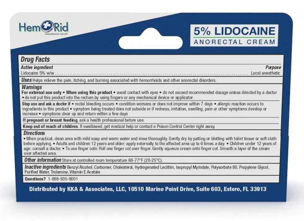 HemRid Maximum Strength Lidocaine Cream for Pain Management. Fast-Acting Hemorrhoid Solution with 5% Lidocaine. Instant Anal Itch and Numbing Effect HemRid Au supplements