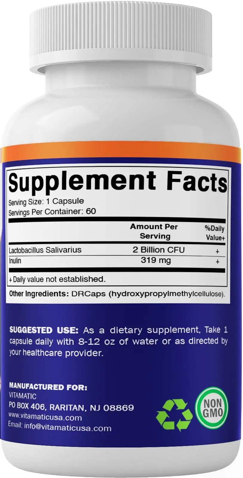 Vitamatic Lactobacillus Salivarius 2 Billion per DR Capsule - 60 Count - Digestive Support Vitamatic Au supplements